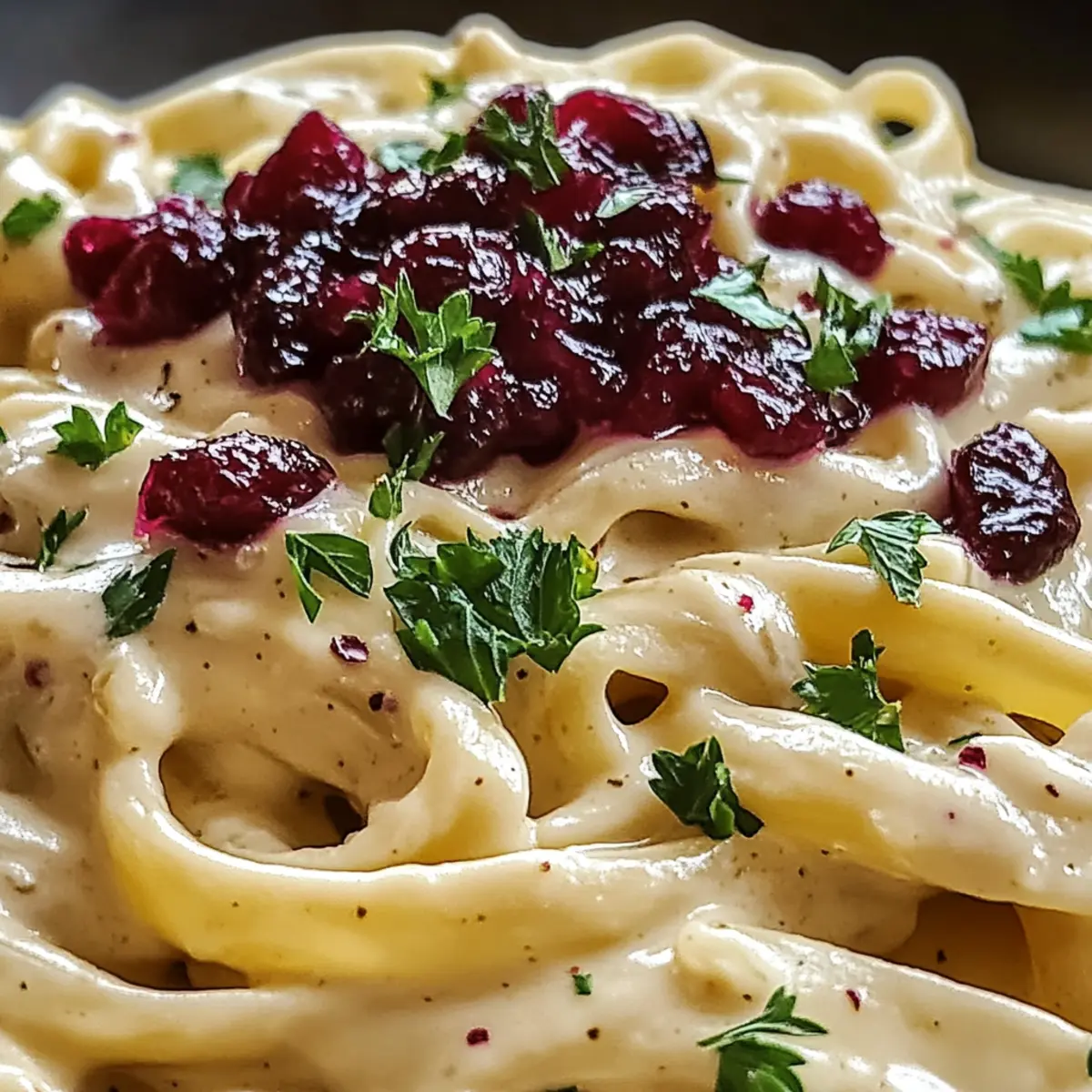 Brie-Nudeln-Preiselbeeren-Kompott für Genießer